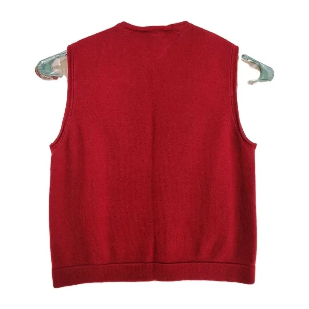 🔥Vintage Tommy Hilfiger men's XL‎ men's v-neck pullover vest, red